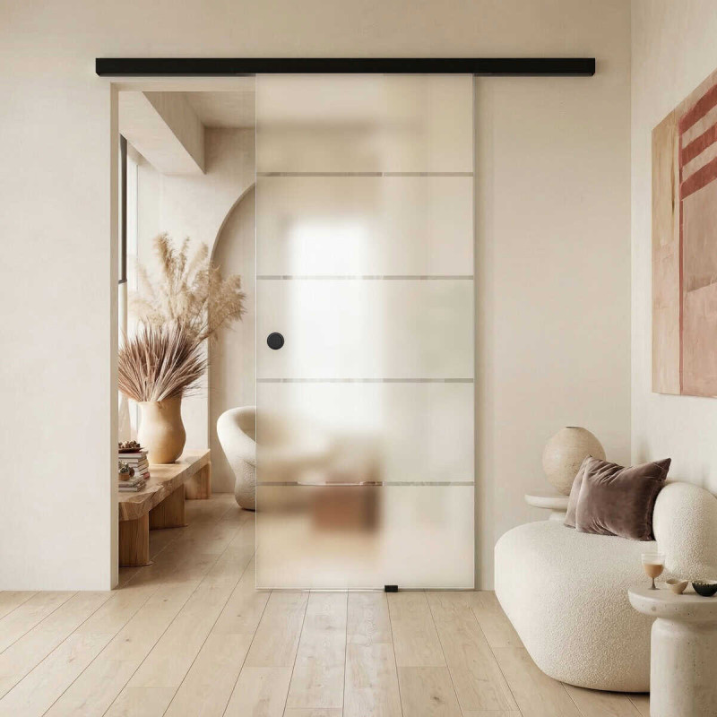 Glas-Schiebetür satiniert AREAL 2 schwarz/GF