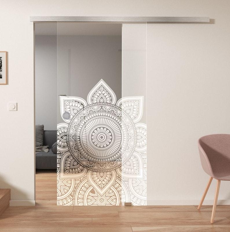 Glasschiebetür mit Motiv MANDALA 1/IS