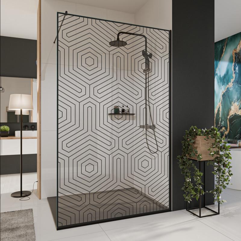 Glastrennwand Dusche mit Farbdruck FRAME HEXAGON