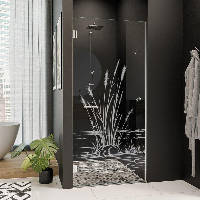 Nischentür für die Dusche mit Motiv SCHILF 1/101