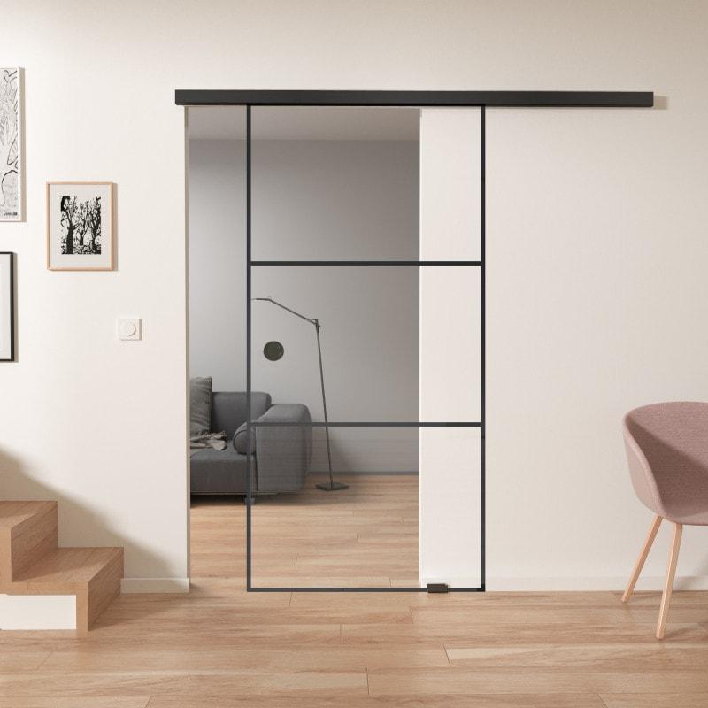 Glasschiebetür Industrielook schwarz FRAME 1/IS