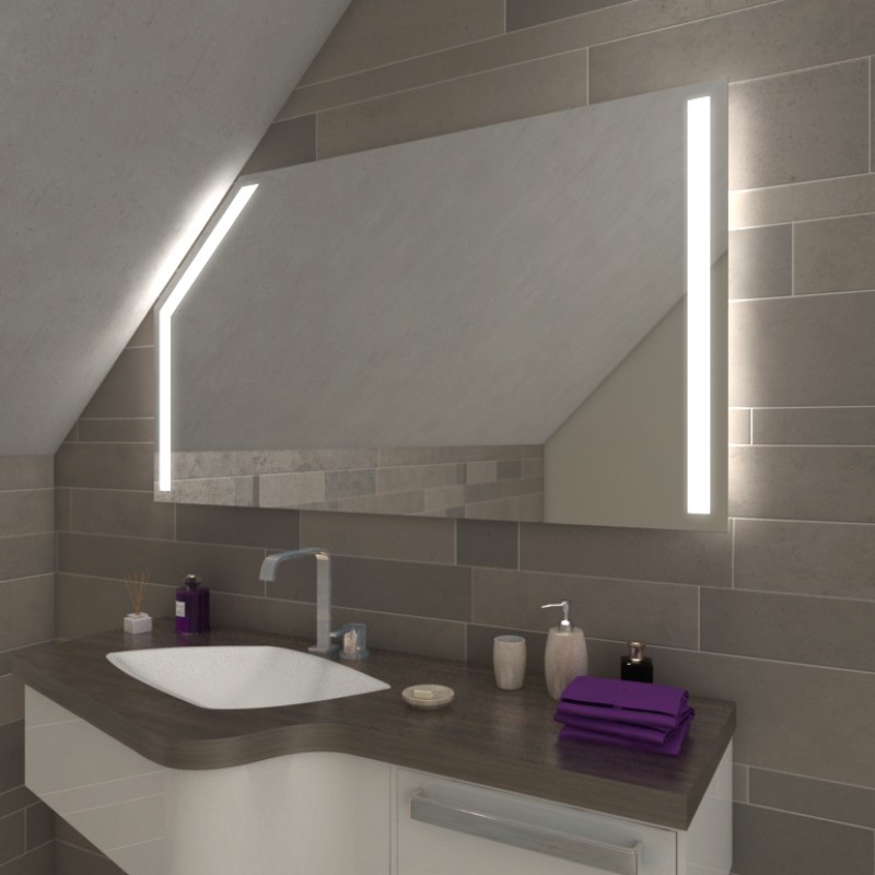 LED Badspiegel mit Dachschräge - SDS023