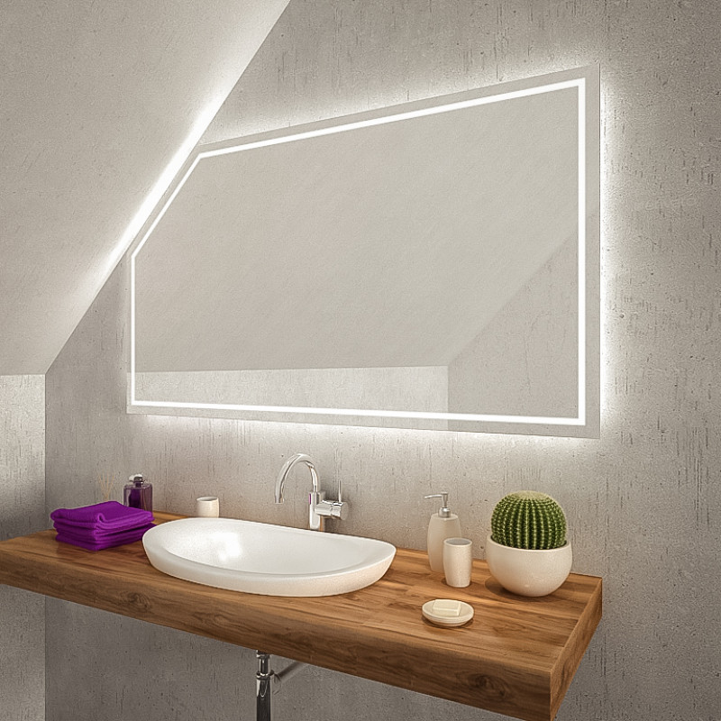 LED Badspiegel mit Dachschräge SDS101