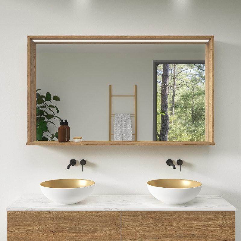 LED Spiegel mit Rahmen - Madera 1