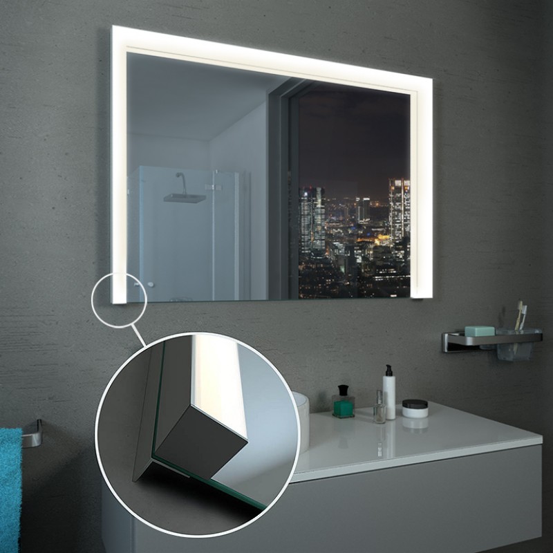 Design LED Badezimmerspiegel Wandspiegel Warmweiß Kaltweiß Steckdose TSL100-70 
