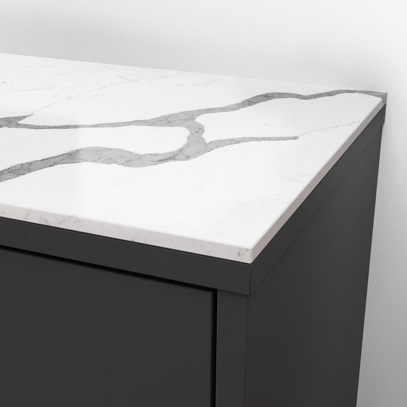 Quarzkomposit Platte Kunststein weiß poliert Statuario 2 cm