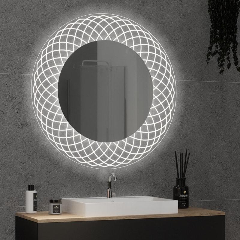 Runder LED Spiegel mit Glas-Rahmen Lisandra 1 Runder LED Spiegel mit Glas-Rahmen Lisandra 1