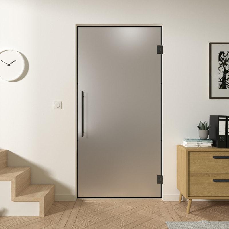 Satinierte Glaspendeltür mit schwarzem Rahmen FRAME 3 Satinato