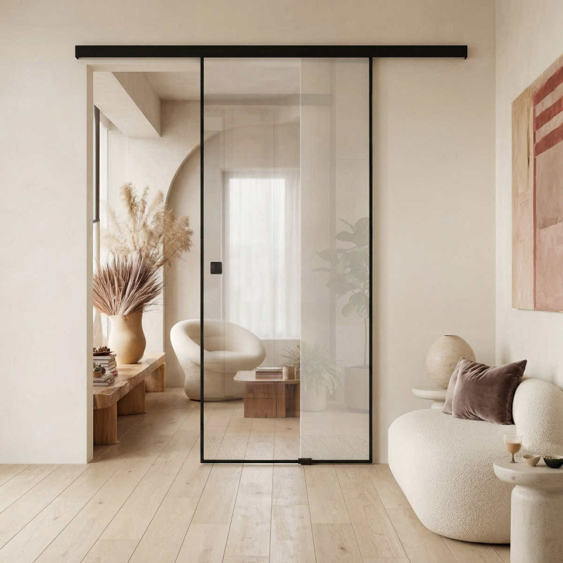 Schiebetür Glas mit schwarzem Rahmen FRAMEL 30/GF