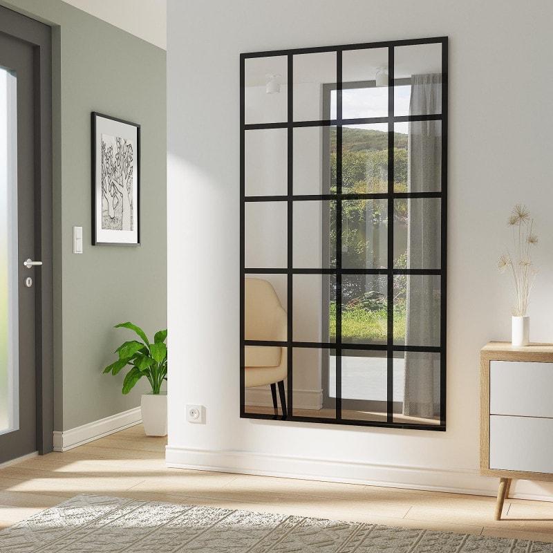 Spiegel Sprossen-Fenster Industrial Style schwarz Teillack F623TL Spiegel Sprossen-Fenster Industrial Style schwarz Teillack F623TL