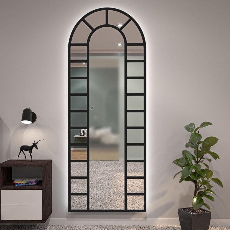 Spiegel beleuchtet mit Bogen-Fenster schwarz Teillack F652L4BTL Spiegel beleuchtet mit Bogen-Fenster schwarz Teillack F652L4BTL