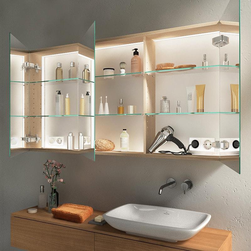 CLIPOP Badspiegelschrank - Freistehender Hochschrank Mit Spiegel Und Viel Stauraum