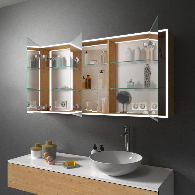 Spiegelschrank mit weißer Rückwand