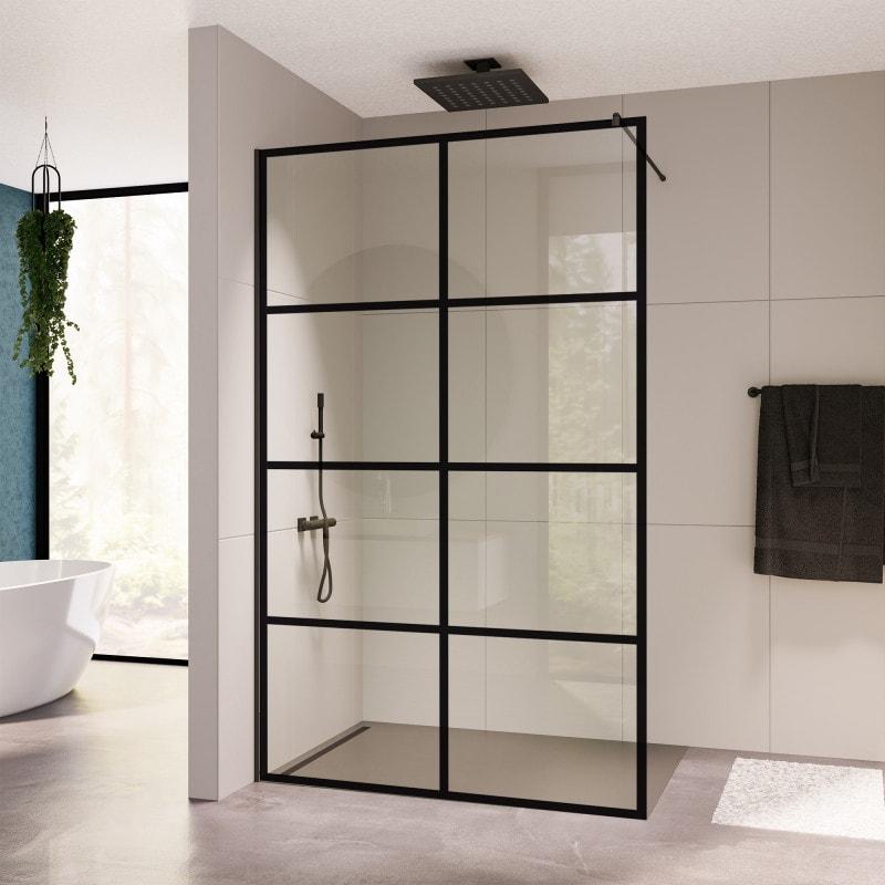 Walk-in Dusche Glas Industrielook schwarz FRAME 2T