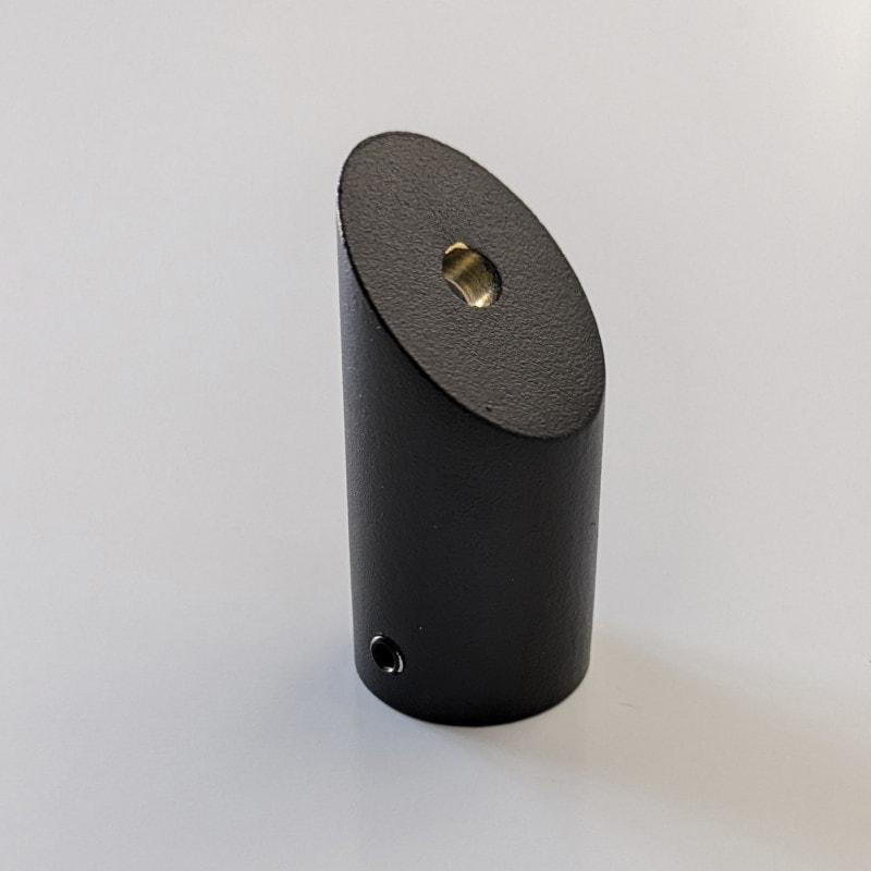 Wandanschluss Rund Schwarz für 45°-Befestigung von 12 mm Stabilisationsstangen