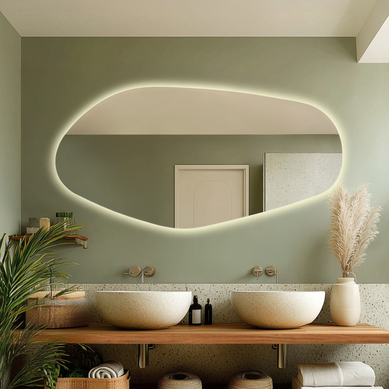 Wandspiegel organisch geformt Menhir 2 V - nur Hintergrundbeleuchtung