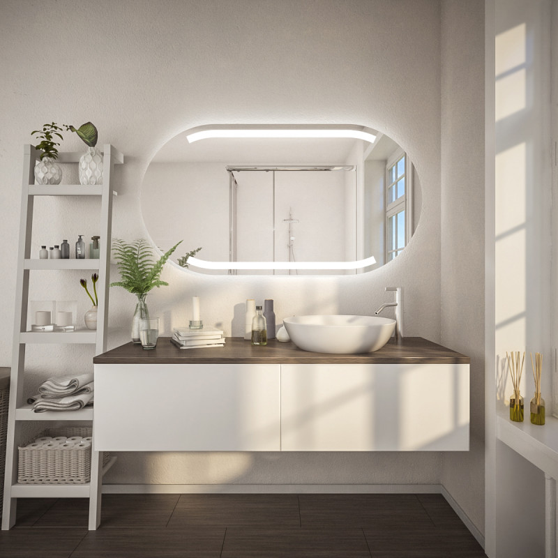 Abgerundeten Badspiegel mit Beleuchtung kaufen - F605L4K