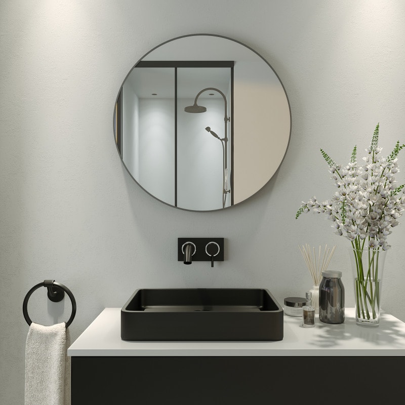 Rechteckiger Spiegel, Rahmen minimalistisch, schwarz - 1201