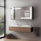 LED Badspiegelschrank aus Aluminium - Rhein/Schwarz LED Badspiegelschrank aus Aluminium - Rhein/Schwarz