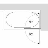 Badewannen Trennwand nach Maß aus Glas mit Drehtür - Perla (rechts)