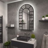 Spiegel beleuchtet mit Bogen-Fenster schwarz Teillack F652L4BTL Spiegel beleuchtet mit Bogen-Fenster schwarz Teillack F652L4BTL