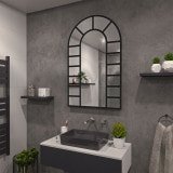 Spiegel mit Rund-Bogen Industrie-Design schwarz Teillack F648BTL Spiegel mit Rund-Bogen Industrie-Design schwarz Teillack F648BTL