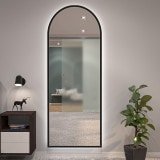 LED Spiegel mit Bogen und schwarzem Rand Teillack F649L4BTL