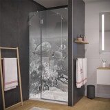 Laser-Design Duschtür aus Glas FISCHE 3/104