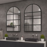Spiegel in Fensteroptik Industrial-Design schwarz Teillack F646BTL