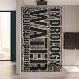 Glastrennwand Dusche mit schwarzem Druck FRAME WATER Glastrennwand Dusche mit schwarzem Druck FRAME WATER