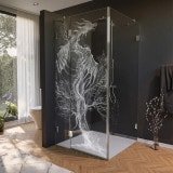 Glas Duschkabine Tür seitlich mit Motiv DRACHE 210