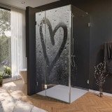 Glas Duschkabine Tür seitlich mit Motiv HERZ 210 Glas Duschkabine Tür seitlich mit Motiv HERZ 210