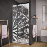 Glas Duschtür auf Maß mit Motiv WINDROSE 104 Glas Duschtür auf Maß mit Motiv WINDROSE 104