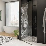 Echtglas Duschtür mit Motiv TIGER 101 Echtglas Duschtür mit Motiv TIGER 101
