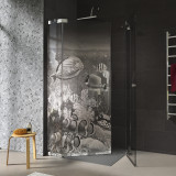 Duschkabine Glas Eckeinstieg mit Motiv FISCHE 3/209