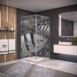 Duschkabine Glas Eckeinstieg mit Motiv FISCHE 2/209 Duschkabine Glas Eckeinstieg mit Motiv FISCHE 2/209