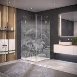Duschkabine Glas Eckeinstieg mit Motiv FISCHE 3/209 Duschkabine Glas Eckeinstieg mit Motiv FISCHE 3/209