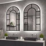 LED Spiegel in Bogen-Fenster Optik schwarz Teillack F655L4BTL LED Spiegel in Bogen-Fenster Optik schwarz Teillack F655L4BTL
