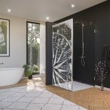 Glas Duschkabine Tür seitlich mit Motiv WINDROSE 210