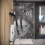 Duschkabine Glas Eckeinstieg mit Motiv FISCHE 2/209 Duschkabine Glas Eckeinstieg mit Motiv FISCHE 2/209