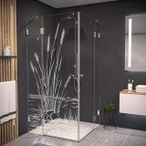 Duschkabine Glas Eckeinstieg mit Motiv SCHILF 209 Duschkabine Glas Eckeinstieg mit Motiv SCHILF 209