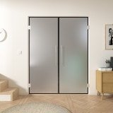 Doppel-Glaspendeltür mit schwarzem Rahmen FRAME 3 Satinato Doppel-Glaspendeltür mit schwarzem Rahmen FRAME 3 Satinato