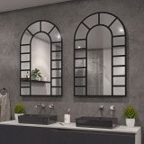 Spiegel mit Rund-Bogen Industrie-Design schwarz Teillack F648BTL Spiegel mit Rund-Bogen Industrie-Design schwarz Teillack F648BTL