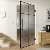 Glas-Pendeltür Industrielook schwarz FRAME 2 Satinato Glas-Pendeltür Industrielook schwarz FRAME 2 Satinato