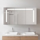 Schwarzer LED Badspiegelschrank aus Alu - Oker/Schwarz Schwarzer LED Badspiegelschrank aus Alu - Oker/Schwarz