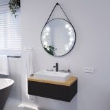 Runder LED Spiegel mit Riemen schwarz JULIET 2R Runder LED Spiegel mit Riemen schwarz JULIET 2R