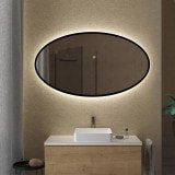 Ovaler LED Spiegel mit schwarzem Rahmen Teillack F660L4OTL Ovaler LED Spiegel mit schwarzem Rahmen Teillack F660L4OTL