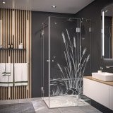 Duschkabine Glas Eckeinstieg mit Motiv SCHILF 209 Duschkabine Glas Eckeinstieg mit Motiv SCHILF 209
