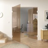 Doppel-Pendeltür aus Parsol Glas ESG 8mm Bronze Doppel-Pendeltür aus Parsol Glas ESG 8mm Bronze