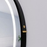 Runder LED Spiegel mit Riemen schwarz ELARA 2R Runder LED Spiegel mit Riemen schwarz ELARA 2R